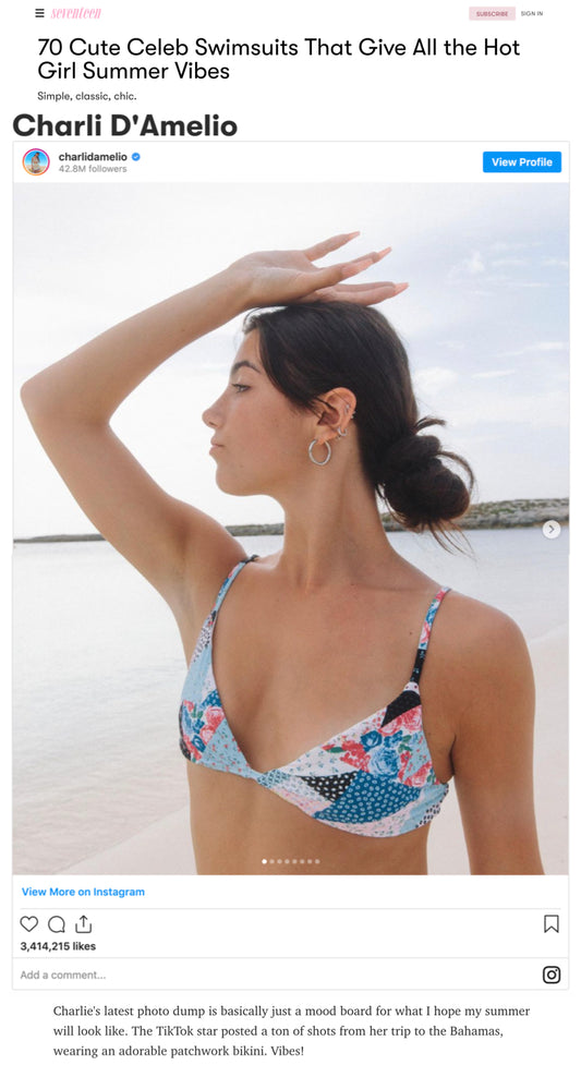 Charlin Damelio in patchwork bikini i...