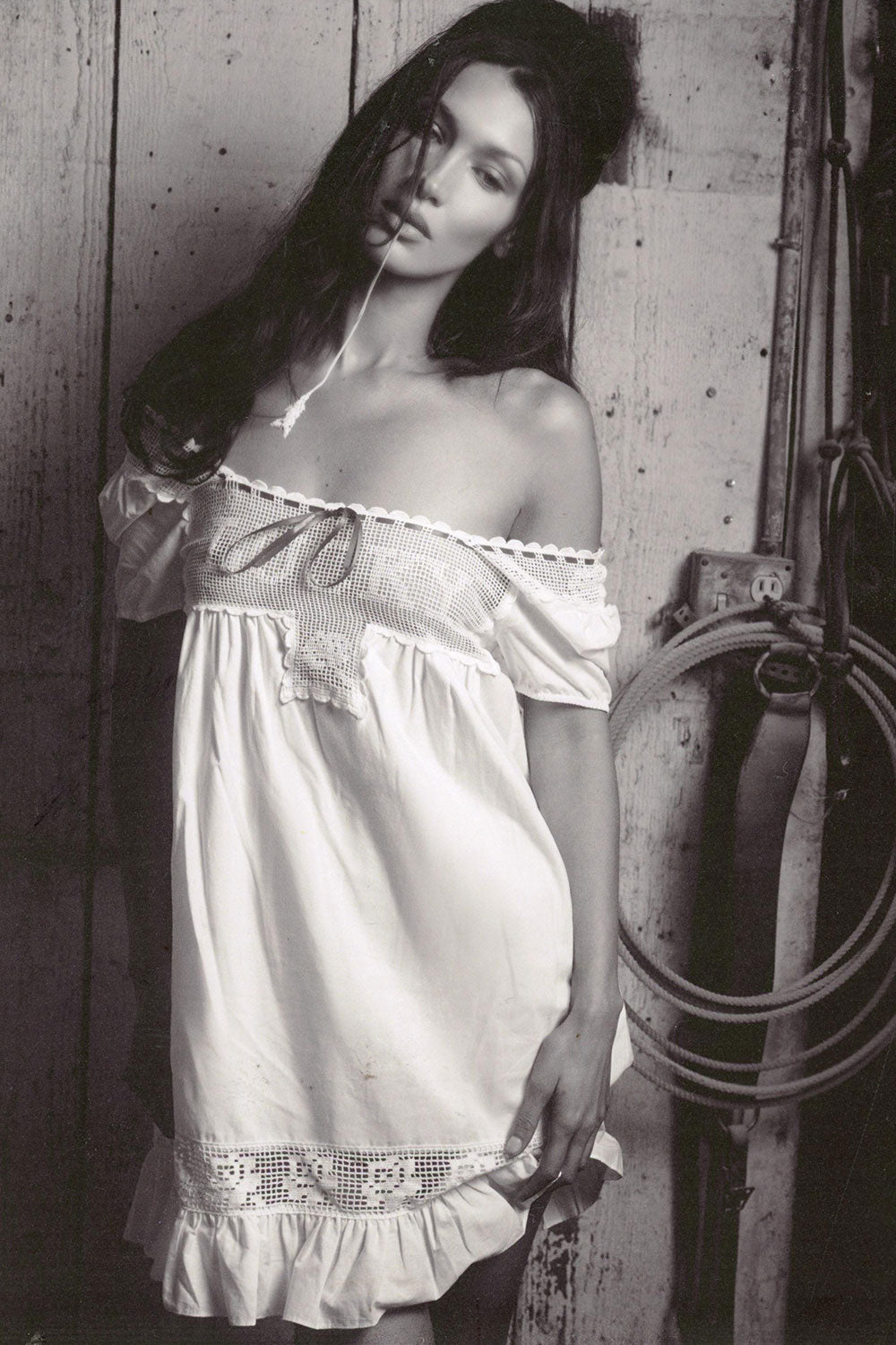 x BELLA HADID Western Poplin Mini Dress  White