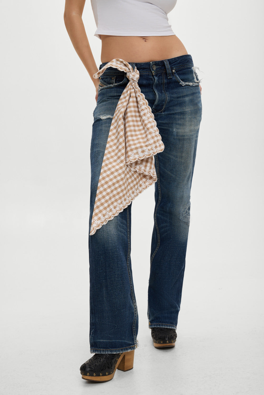 x BELLA HADID Little Miss Head Scarf  Rodeo Gingham
