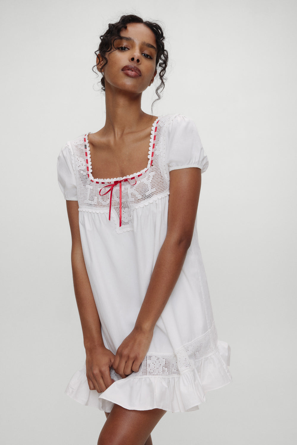 x BELLA HADID Western Poplin Mini Dress  White